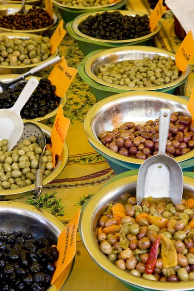 Оливки Уличный Рынок Castellane Provence France — стоковое фото