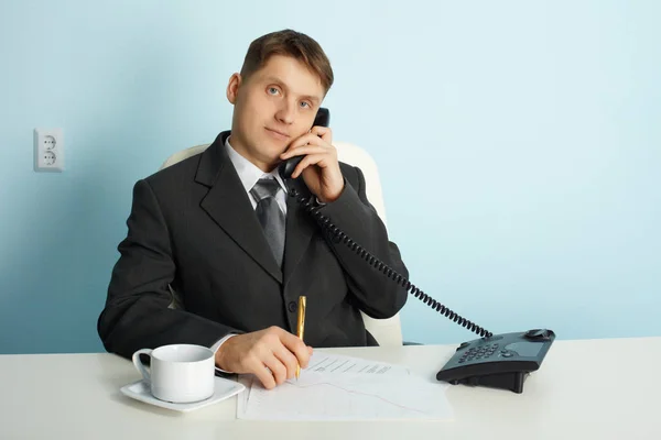 Ordinary Official Working Office Talking Phone — Stock Photo, Image