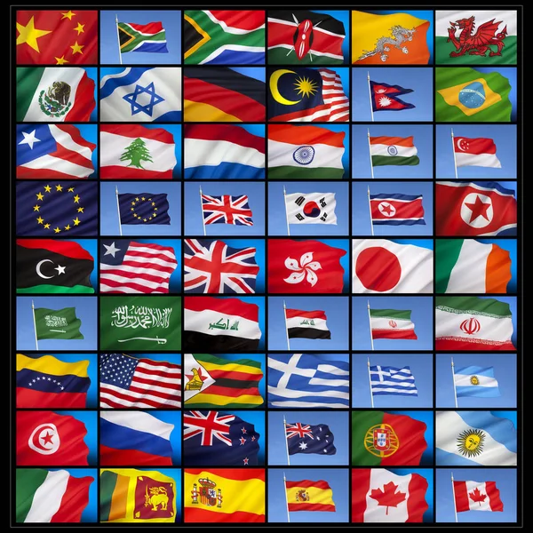 Een Verzameling Van Nationale Vlaggen Uit Landen Hele Wereld — Stockfoto