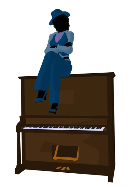 Músico Jazz Afro Americano Piano Fundo Branco — Fotografia de Stock