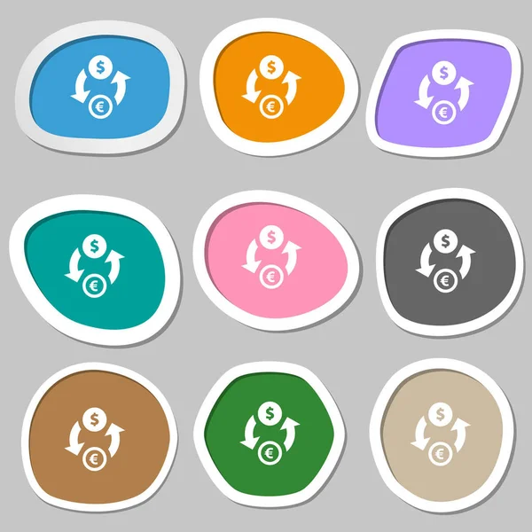 Símbolos Troca Moeda Adesivos Papel Multicoloridos Ilustração — Fotografia de Stock