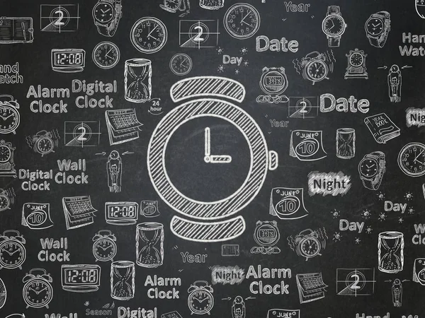 時間の概念 手描きの時間のアイコン 教育委員会の背景にチョークホワイトウォッチアイコン — ストック写真