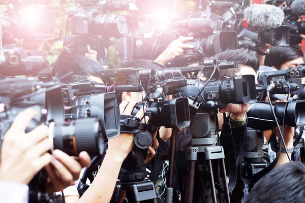 Press Och Media Kamera Video Fotograf Tjänst Offentliga Nyheter Händelse — Stockfoto