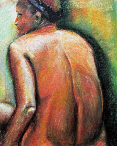 Pastel Dibujo Desnudo Ébano Mujer —  Fotos de Stock