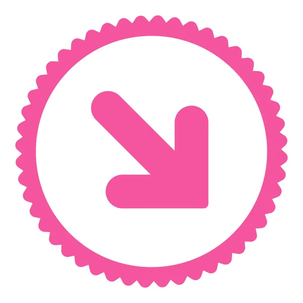 箭头键向下右轮邮票图标 这个平字形符号是用粉红色的颜色绘制白色背景上 — 图库照片
