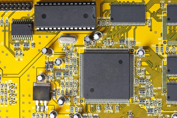 Primer Plano Parte Trasera Una Placa Circuito Informático También Conocida — Foto de Stock