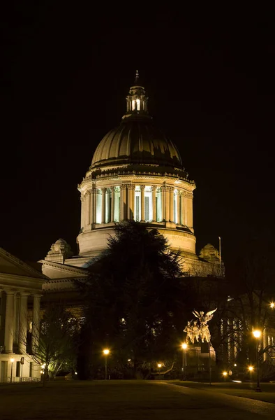 Una Toma Nocturna Del Edificio Capital Del Estado Washington — Foto de Stock