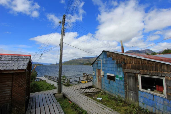 Boardwalk Едемському Ізольованих Пуерто Веллінгтон Островах Фіорд Південного Чилі Провінція — стокове фото