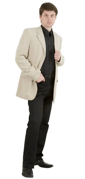 在白色背景上的优雅夹克男性肖像 — 图库照片