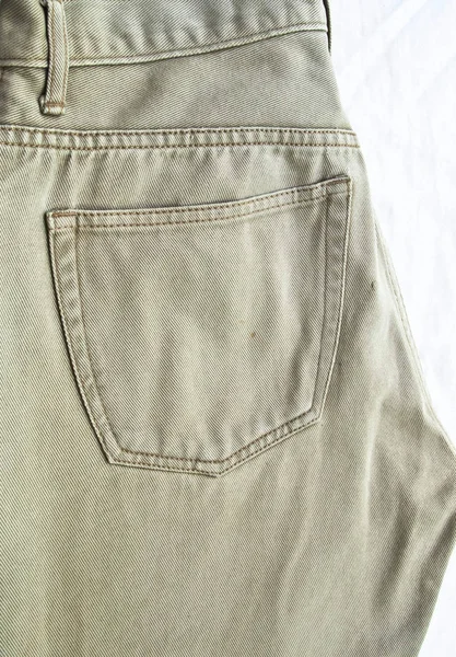 Bolsillo Trasero Pantalones Vaqueros Caqui — Foto de Stock