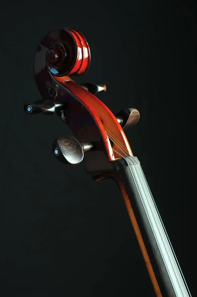 Detail Violoncello Černém Pozadí — Stock fotografie