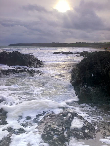 Pěnové Vlny Rozhněvaný Moře Východní Korek Irsko — Stock fotografie