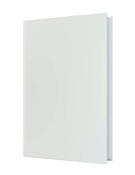 Modelo Capa Livro Vertical Branco Com Páginas Isoladas Fundo Branco — Fotografia de Stock