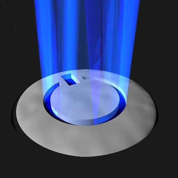 Електронні Пристрої Кнопка Живлення Світиться Синім — стокове фото