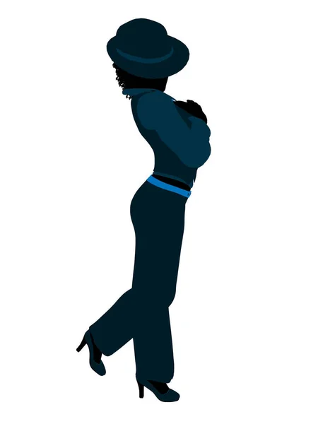 Afro Americana Dançarina Jazz Silhueta Ilustração Sobre Fundo Branco — Fotografia de Stock