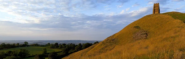 Foto Panorámica Del Glastonbury Tor Somerset Inglaterra — Foto de Stock