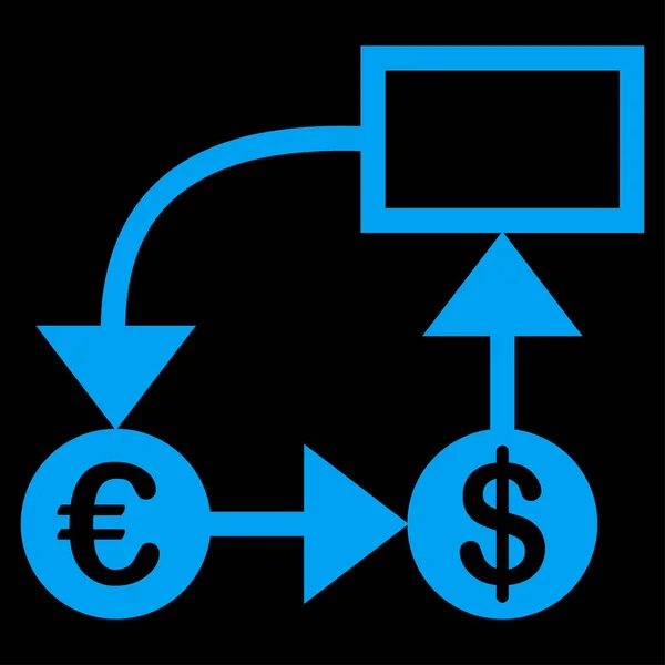 Stroomdiagram Glyph Stijl Plat Blauw Symbool Afgeronde Hoeken Zwarte Achtergrond — Stockfoto