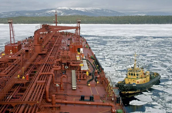 Singapore Flagged Perseverance Mooring Russian White Sea Port Vitino Take — Stock Photo, Image