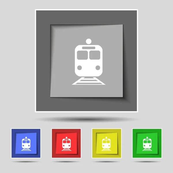 Znak Ikona Pociągu Oryginalnym Pięciu Kolorowych Przycisków Ilustracji — Zdjęcie stockowe