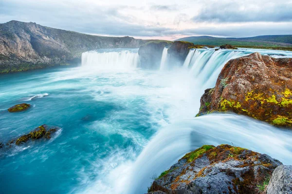 Godafoss Very Beautiful Icelandic Waterfall Located North Island Far Lake — Stock Photo, Image