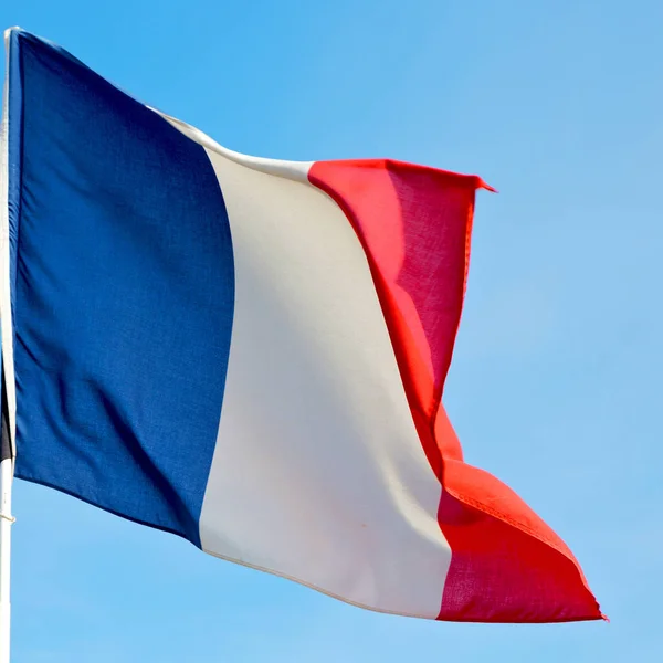 Ondeando Bandera Cielo Azul Francia Color Ola — Foto de Stock