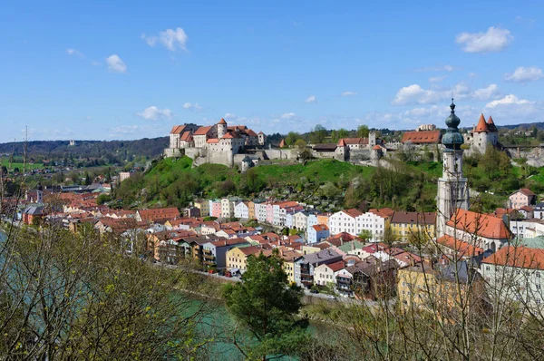 Burghausen Oberbayern Německu Řece Salzach Poblíž Hranic Rakouskem Jeho Hrad — Stock fotografie