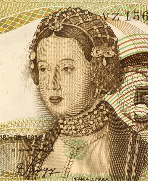 Dona Maria Escudos 1980 Banknote Portugalii Królowa Portugalii Algarves Podczas — Zdjęcie stockowe