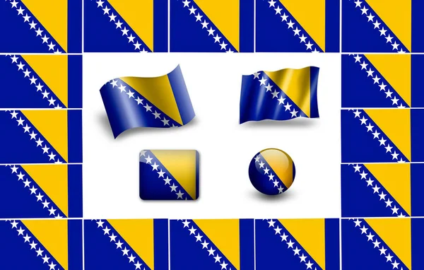 Flag Bosnia Herzegovina Icon Set — Stock Photo, Image
