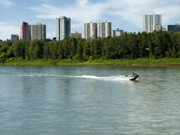 Power Båtliv Norra Saskatewan River Edmonton Alberta Kanada Populär Aktivitet — Stockfoto