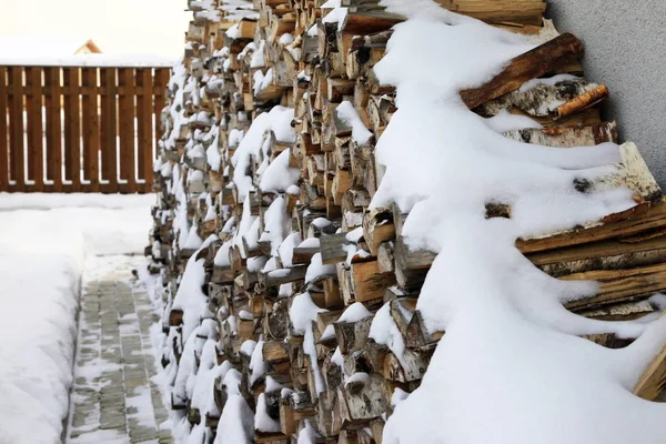 Fire Wood Fireplace Snow — Stock Photo, Image