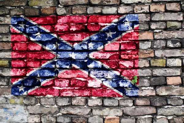 Bandera Del Ejército Confederado Pintada Una Vieja Pared Ladrillo Con —  Fotos de Stock