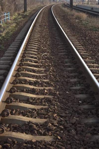 Железнодорожные Пути Бетонных Грунтах — стоковое фото