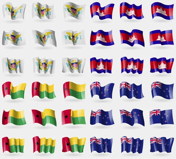 Virginislandsus Kambodzsa Guineabissau Zéland Halmaza Zászlók Világ Országainak Illusztráció — Stock Fotó