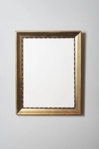 Old Golden Colored Worn Dirty Frame Hanging Wall — Stock Photo, Image