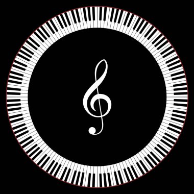 Circle of Piano Keys With Treble Clef Vector Illustration clipart