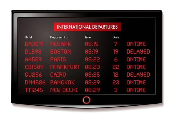 Airport Lcd Display Departure Times Destinations — Stock Photo, Image