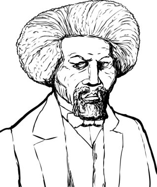Hand drawn sketch portrait of famous African American leader named Frederick Douglass clipart