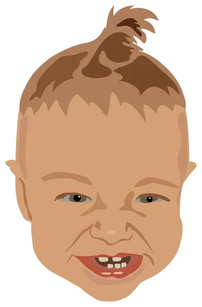 Cute Laughing Baby Head Vector Illustration Isolated — Stock Photo, Image