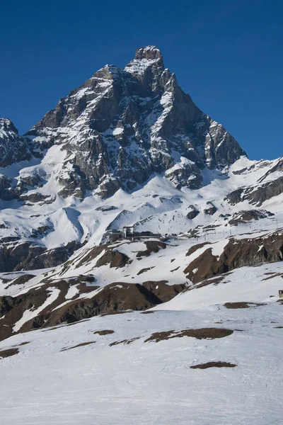 Kilátás Fennsíkon Rosa Matterhorn Völgyre Pályák — Stock Fotó