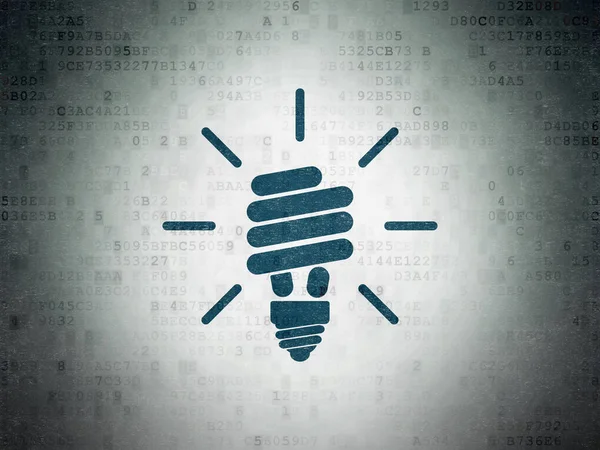 Finansieringskoncept Painted Blue Energy Saving Lamp Ikon Digital Data Paper — Stockfoto