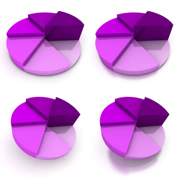 Gráfico Circular Color Seis Tonos Púrpura Cuatro Vistas — Foto de Stock