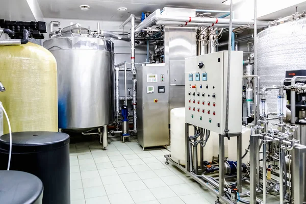 Sala Condicionamento Água Equipamentos Forma Controle Indústria Farmacêutica Planta Química — Fotografia de Stock