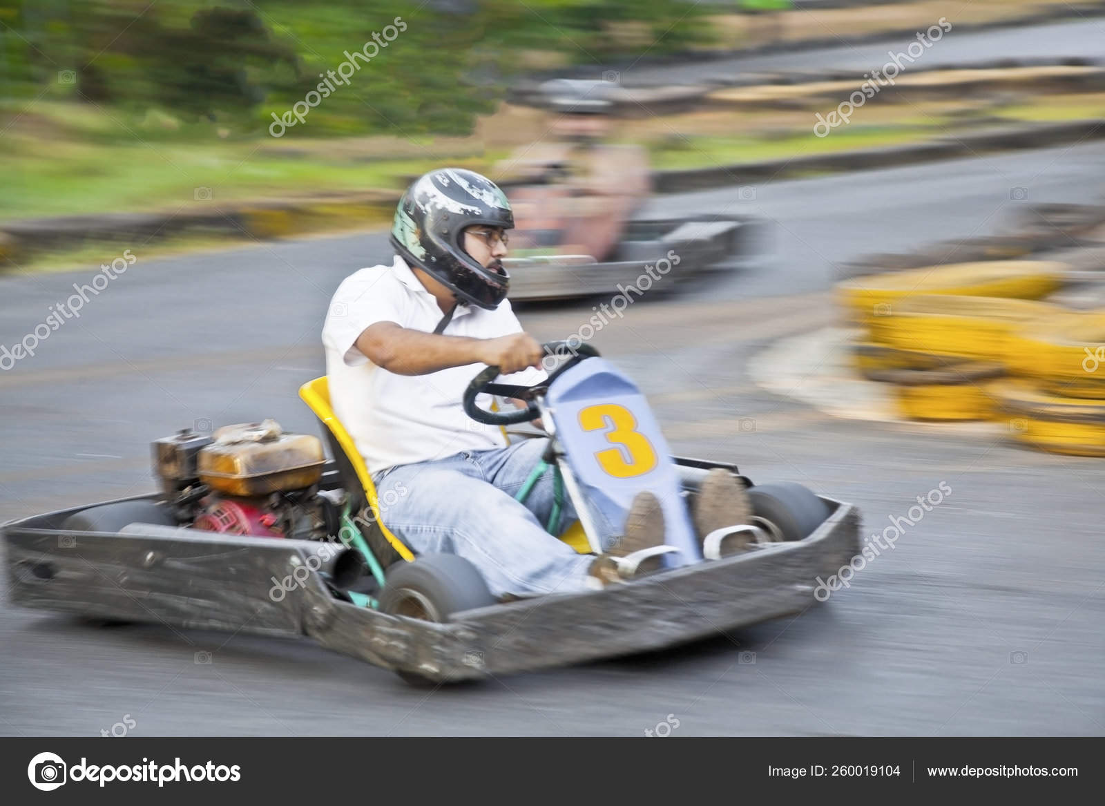 Horizontal Landscape Young Male Driver Taking Left Hand Hairpin
