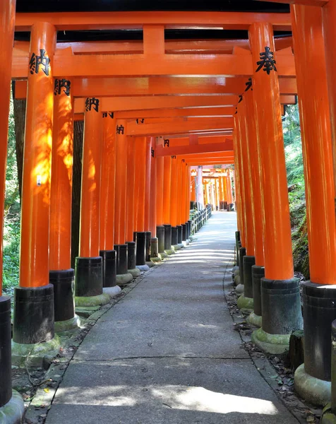 Túnel Mil Portões Torii Santuário Fushimi Inari Kyoto Japão — Fotografia de Stock