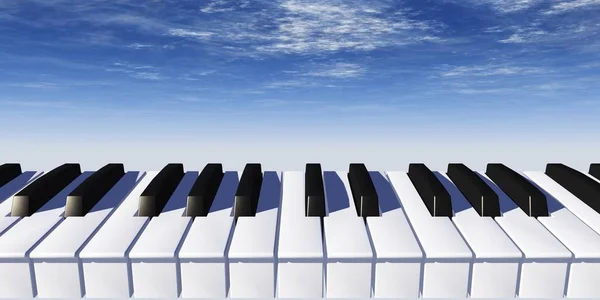 Клавиатура Фортепиано Голубое Небо Иллюстрация — стоковое фото