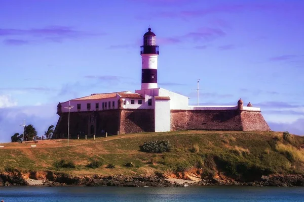 Céu Roxo Sobre Farol Barra Salvador — Fotografia de Stock