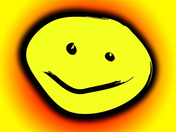 Rosto Amarelo Caricatura Sorridente — Fotografia de Stock