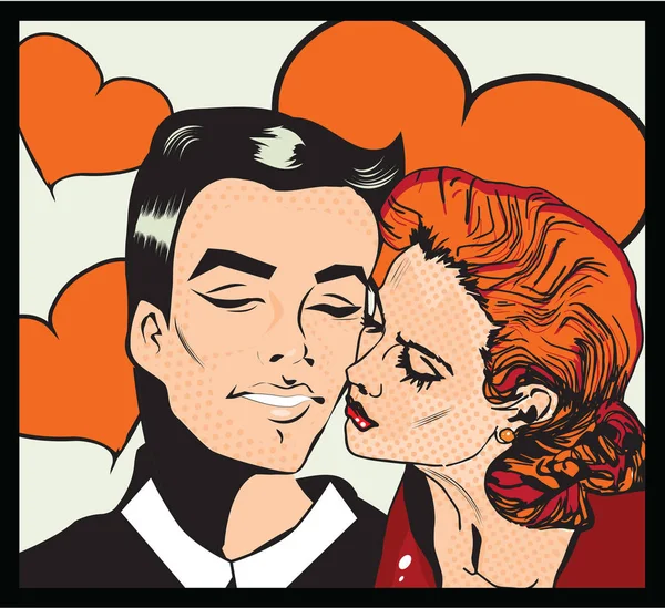 Baiser Couple Pop Art — Photo