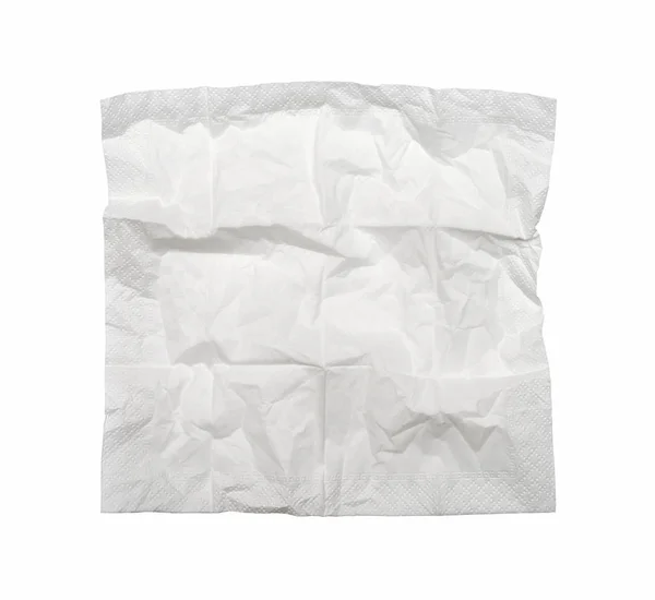 Square Used Napkin Isolated White Clipping Path — Stock Photo, Image