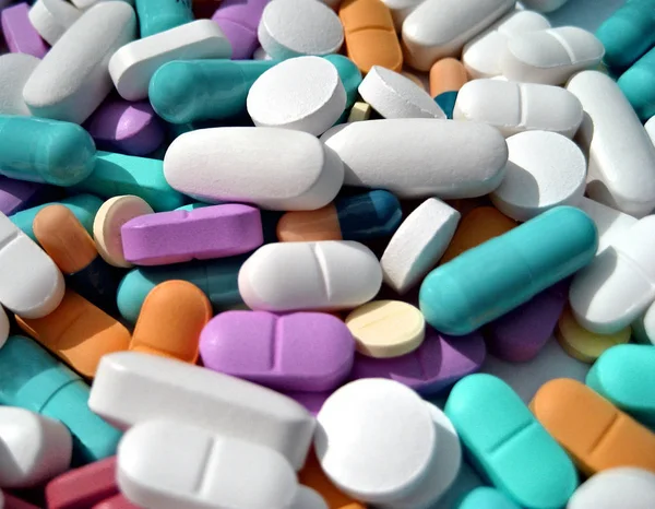 Tabletten Van Kleurrijke Achtergrond Kan Textuur — Stockfoto